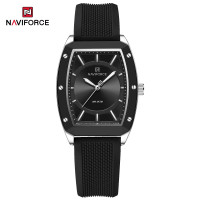 NAVIFORCE NF5049 Silicone Strap Luxury Casual Design Elegant Top Hand Luminous Quartz Watch For Women - Silver Black